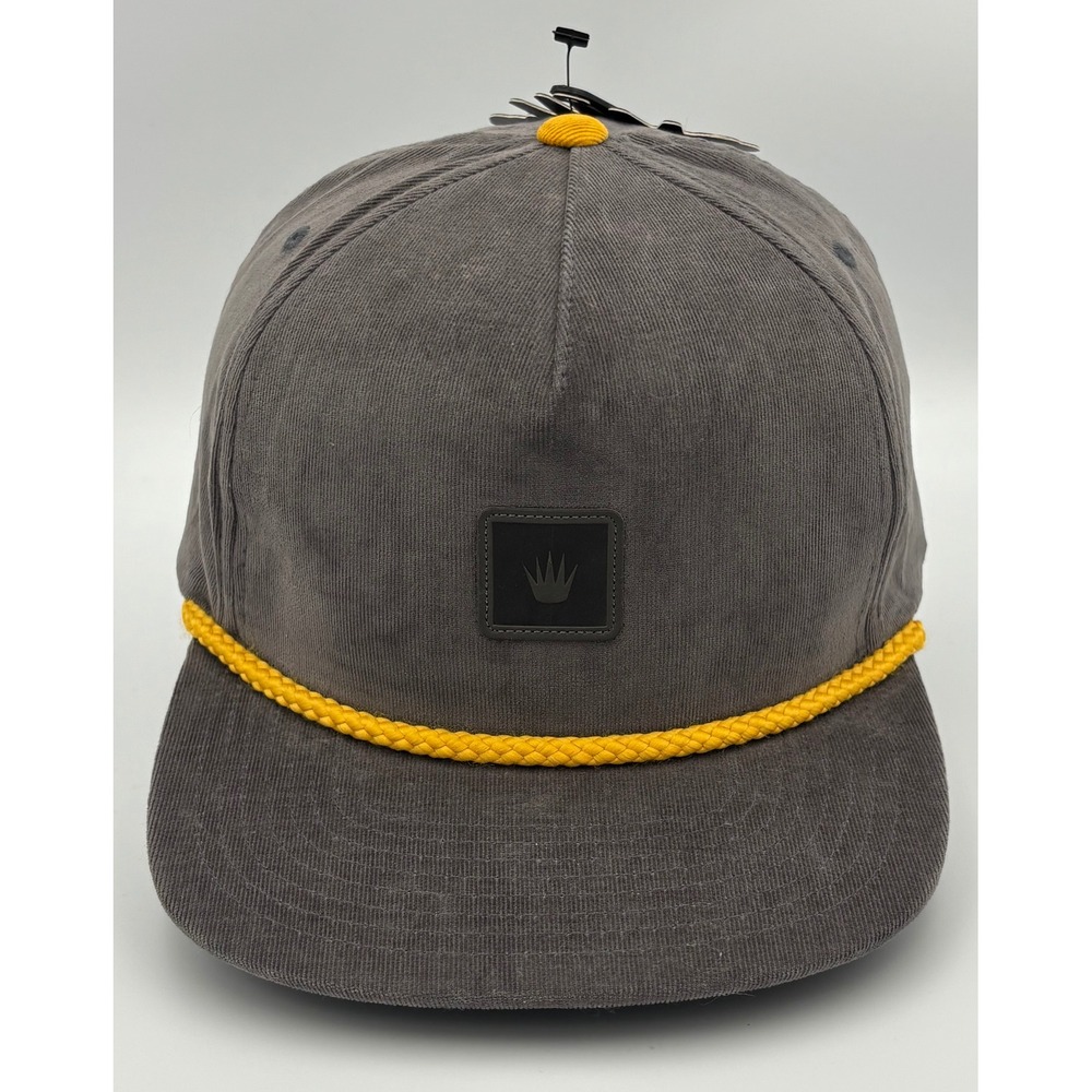 No Bad Ideas Mens OSFA Skipper Hat Gray Corduroy Yellow Rope Snapback NWT